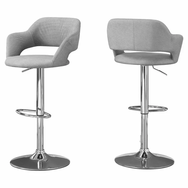 Monarch Specialties Grey with Chrome Metal Hydraulic Lift Bar Stool, Gray/Chrome