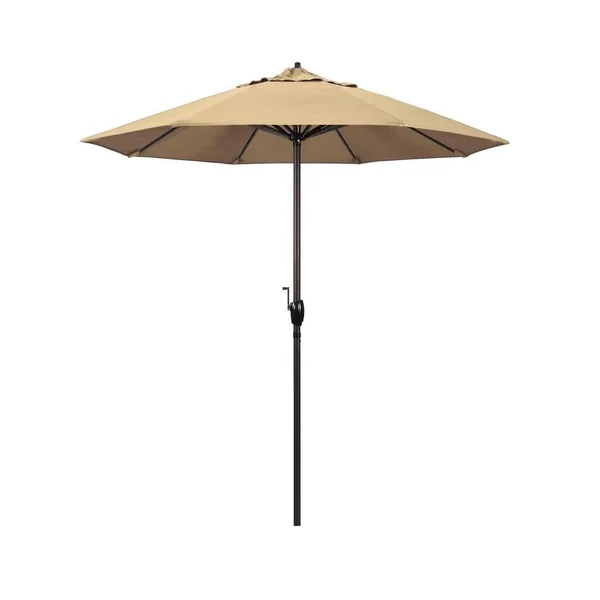 California Umbrella 7.5 ft. Bronze Aluminum Market Auto-Tilt Crank Lift Patio Umbrella in Beige Pacifica