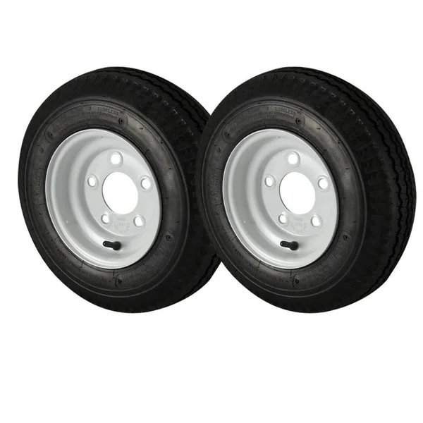 2 Pack - 5.70x8 Loadstar Trailer Tire LRC on 5 Bolt White Wheel
