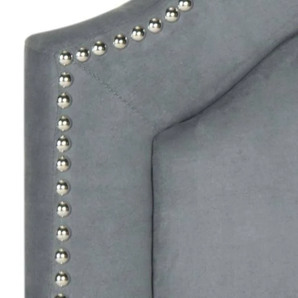 Safavieh Alexia Grey Headboard - Silver Nail Head - Queen