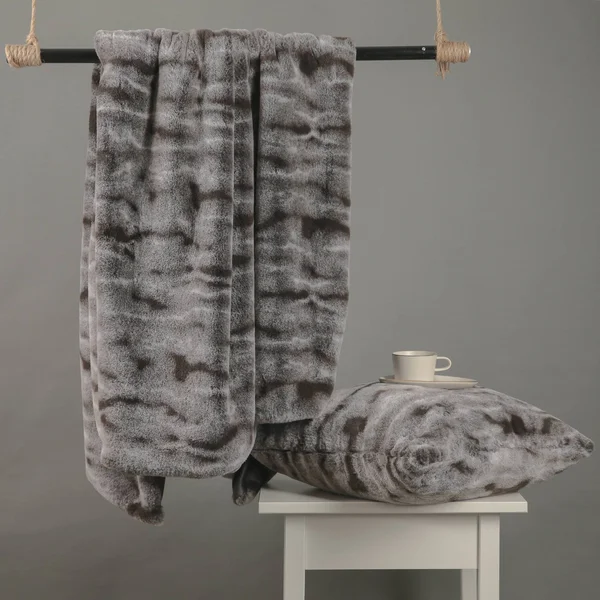 60"x50" Rabbit Faux Fur Ombre Decorative Throw - Evergrace