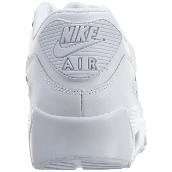 Nike Big Kids& Air Max 90 Leather Casual Shoes in White Size 4.0