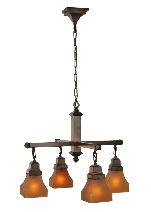 Meyda 26x22W Bungalow Frosted Amber 4 LT Chandelier
