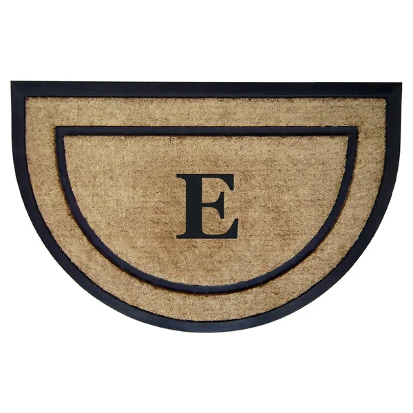 Nedia Home 18101E 24 x 36 in. Coir & Rubber Frame Mat - Monogrammed E Half Round