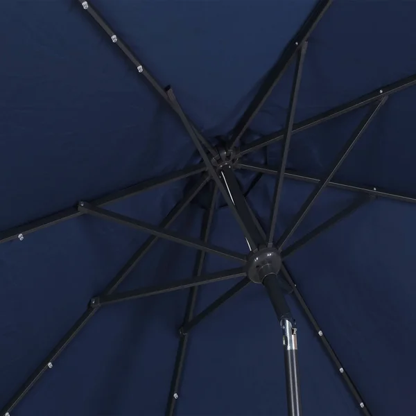 Ainfox 9ft Patio Umbrella with LED Lights & Round Base - Blue - 9 x 9 x 7.61ft