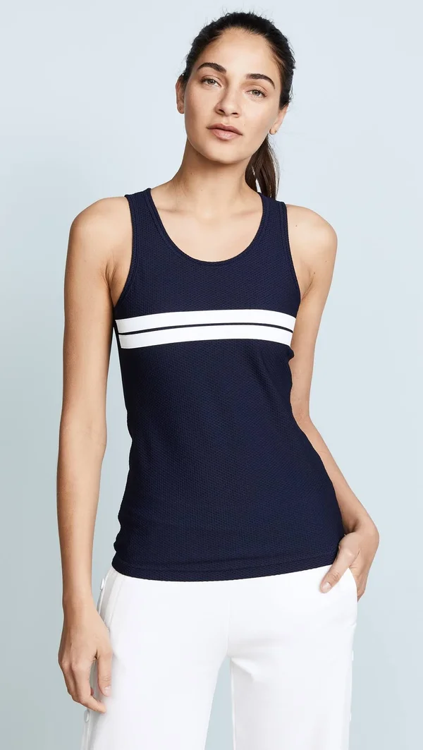 Tory Sport Reflective-Stripe Mesh Tank