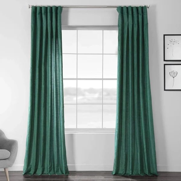 Exclusive Fabrics Faux Dupioni Shantung Silk Curtain - Size: 50 x 96, Green