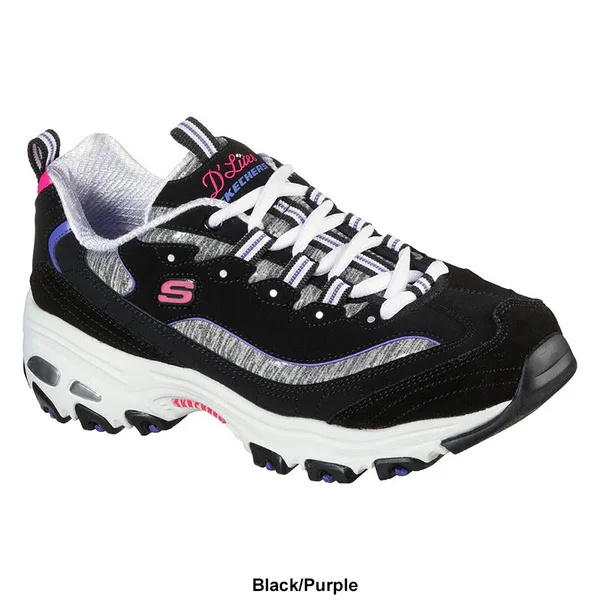 Skechers Women's D&Lites - Sparkling Rain Sneakers, Gray, Multi, 11.0