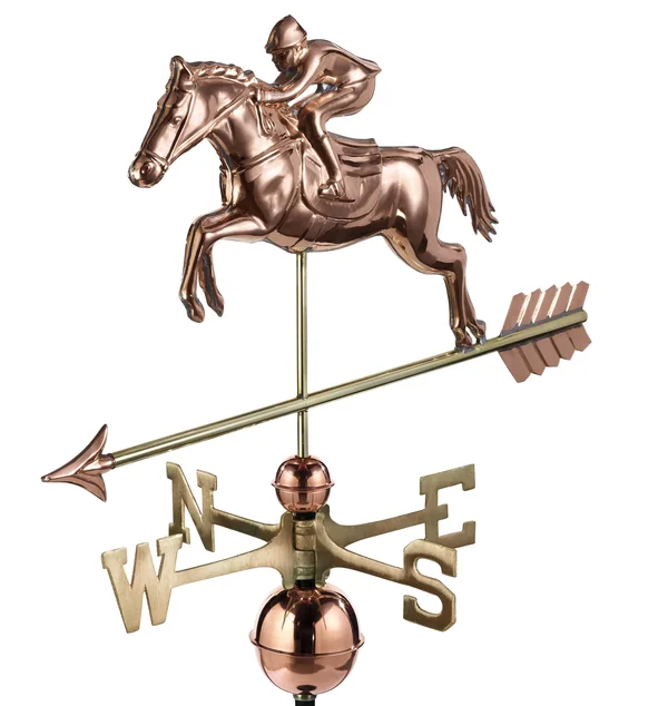 Good Directions Jumping Horse and Rider Weathervane - Polished Copper