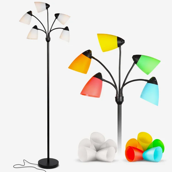 Brightech Medusa LED Floor Lamp - Multi Head Adjustable Tall Pole Standing Reading Lamp for Living Room, Bedroom, Kids Room - In