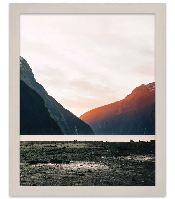CustomPictureFrames.com 19x58 White Wash Wood Picture Frame - with Acrylic Front and Foam Board Backing