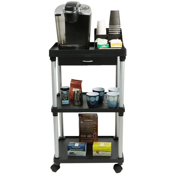 Mind Reader Valet - Trolley - 3 shelves - metal - high impact polystyrene (HIPS) - black