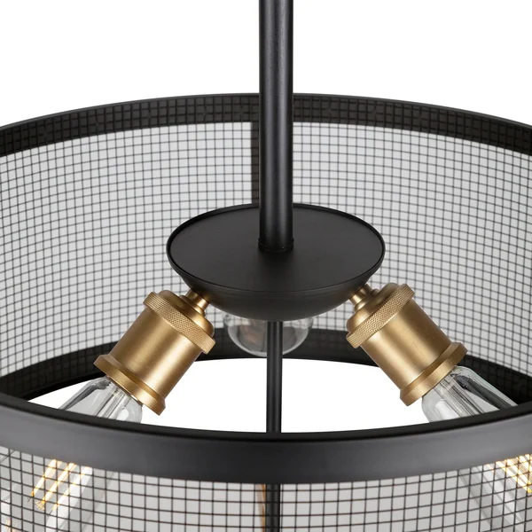 Forte Lighting-7119-03-62-Takoma - 3 Light Drum Pendant Black/Soft