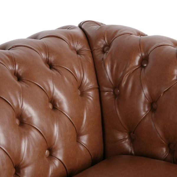 Noble House Somerville Chesterfield Tufted Sofa with Scroll Arms in Brown