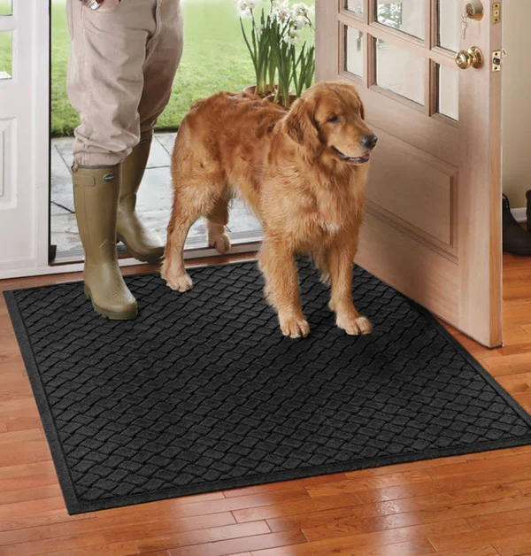 Basketweave Recycled Water Trapper Floor Mat - Charcoal, Size 1&11.5