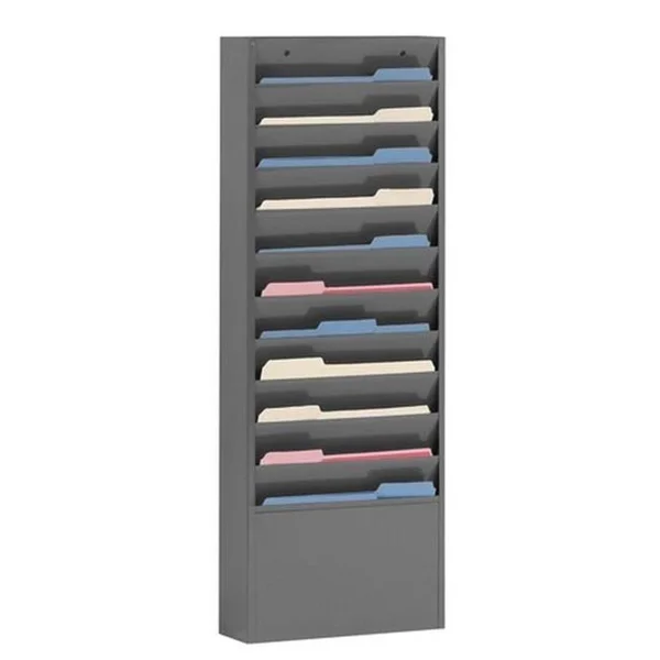Durham 405-95 Steel 11 Contour Large Pocket Vertical Literature Rack Gray