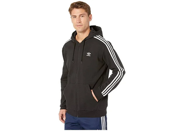 Adidas Originals Men's 3-Stripes Full Zip Hoodie, Black, Small