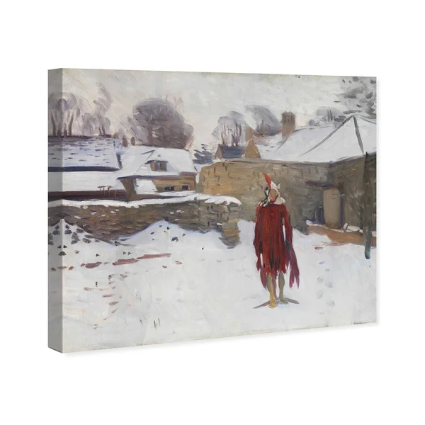 Runway Avenue Holiday and Seasonal Wall Art Canvas Prints 'Mannikin in The Snow' Seasons - Brown - White, Size: 24 x 20