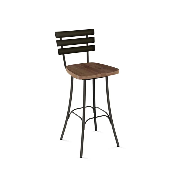 Carbon Loft Amisco Stadium Swivel Bar Stool with Distressed Wood Seat - Brown Distressed Wood, Gun Metal