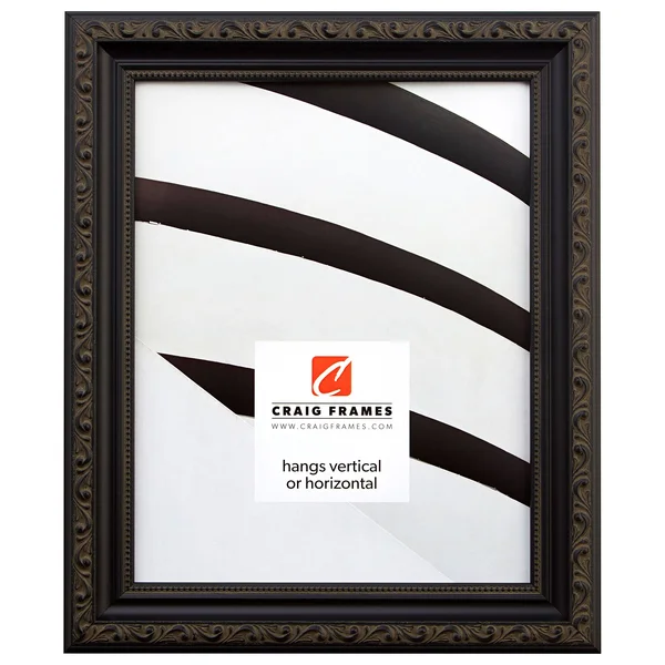 Craig Frames Ancien, Ornate Antique Black Picture Frame, 17 x 22 inch