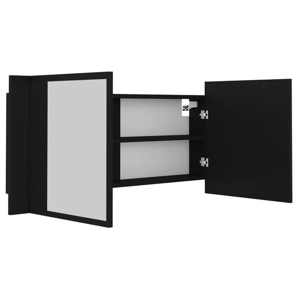 vidaXL LED Bathroom Mirror Cabinet Black 39.4x22x4.7x22x17.7x22 804981