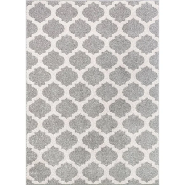 Well Woven Mystic Zoe Modern Trellis Grey 7'10 inch x 9'10 inch Area Rug, Gray