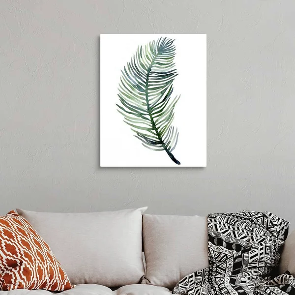 Watercolor Palm Leaves III - Large Solid-Faced Canvas Wall Art Print, Great Big Canvas