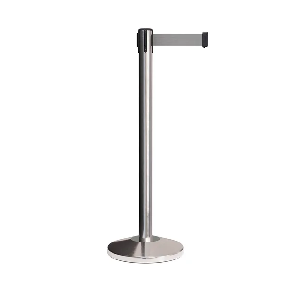 Retractable Belt Stanchion - 10 ft. Belt Stainless Steel Post, 25 Belt Colors and Text by Crowd Control Warehouse