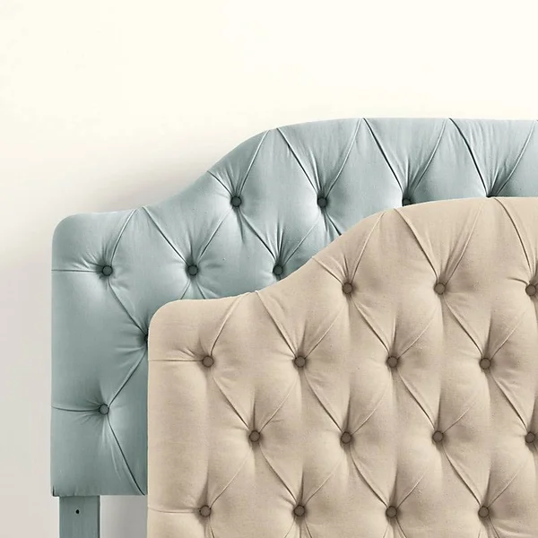 Camden Tufted Headboard - Stocked Linen Natural Queen - Ballard Designs