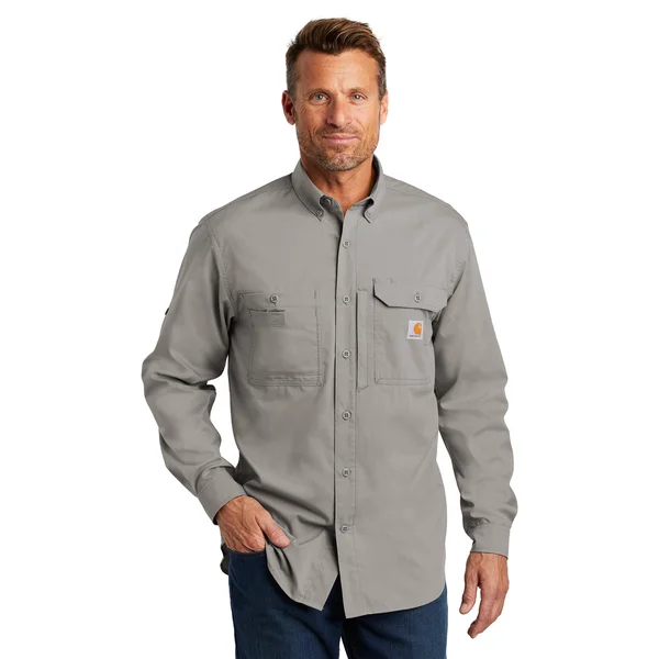 Carhartt Force Ridgefield Solid Long Sleeve Shirt - Men's Asphalt