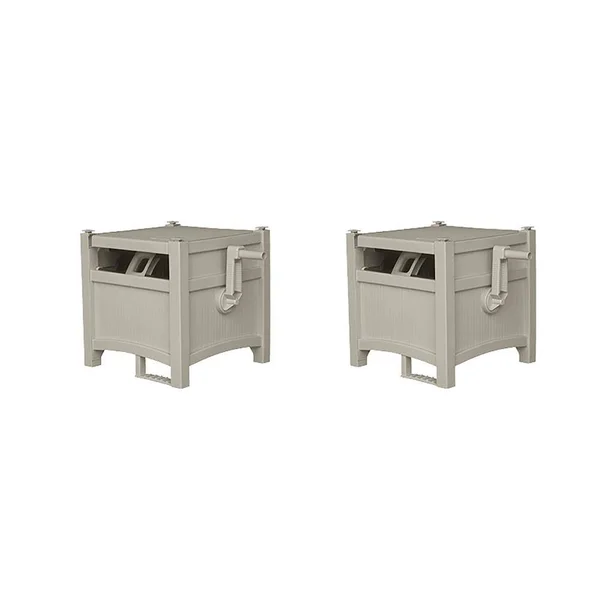Suncast 100' Slide Trak Resin Garden Hose Reel Hideaway, Light Taupe (2 Pack)
