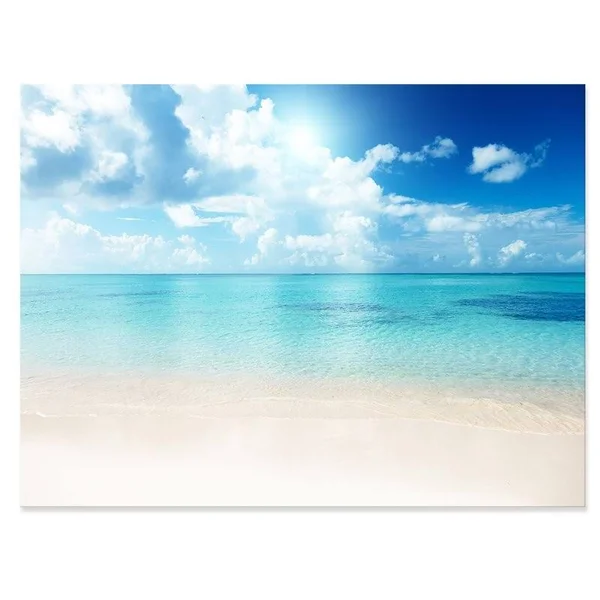 Designart &Gorgeous Beach of Island Barbados & Modern Seascape Canvas Artwork, Size: 46 inch x 36 inch