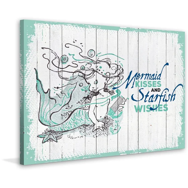 Marmont Hill - Mermaid Kisses 2x22 Painting Print on Wrapped Canvas - 60x22 x 40x22