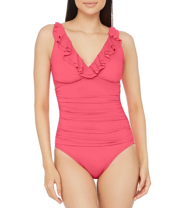 Lauren Ralph Lauren Women's Beach Ruffle Surplice One-Piece Swimsuit - Blossom - 8