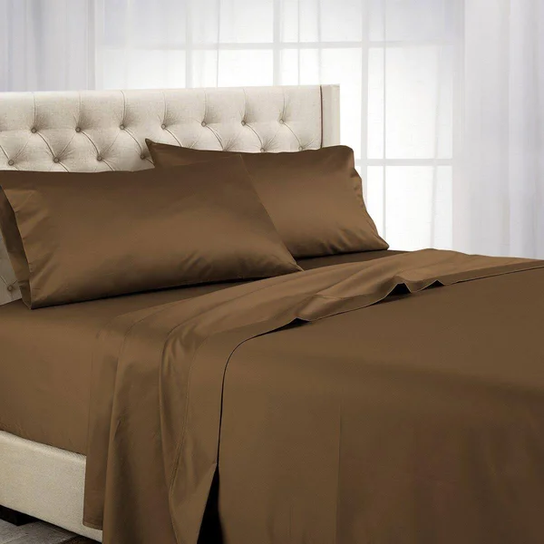 1200 Thread Count Bed Sheets Luxury 100% Cotton Queen, Taupe