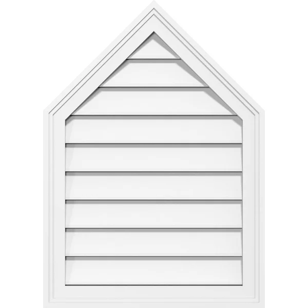 Ekena Millwork GVPPE16X2202SF-06 16x22W x 22x22H Peaked Top Surface Mount PVC Gable Vent 6/12 Pitch: Functional - w/ 2x22W x 1-1