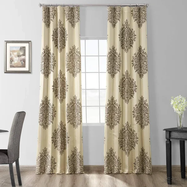 Jqch-20160733-96 Ellaria Faux Silk Jacquard Curtain, Silver Dew, 50 x 96