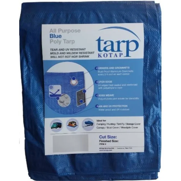 Kotap 100-ft x 100-ft General Purpose Blue Poly Tarp - Item: TRA-10100