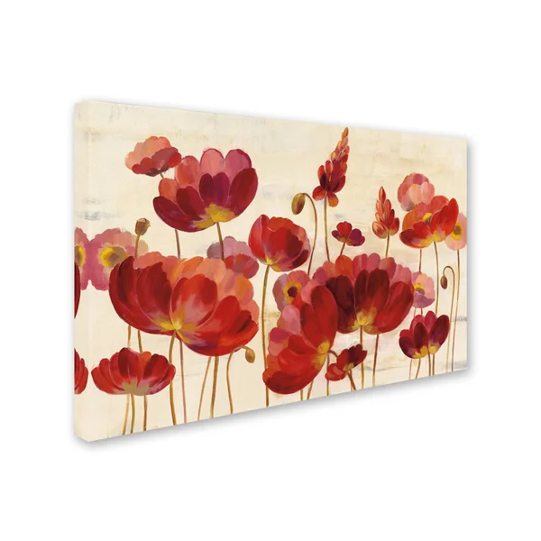 Trademark Art Silvia Vassileva 'Red Flowers on Cream Crop' Canvas Art