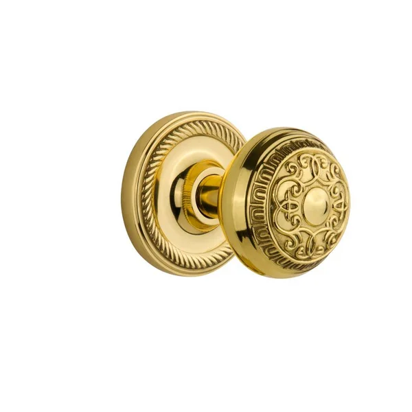 Nostalgic Warehouse 716901 Rope Rosette Privacy Egg & Dart Door Knob, Unlacquered Brass