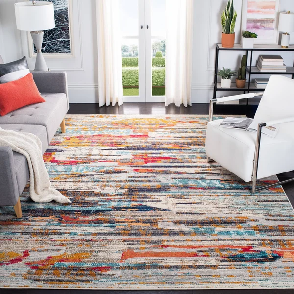 Safavieh Madison 400 Rug Collection MAD419F - Grey, Turquoise - 8& x 10&