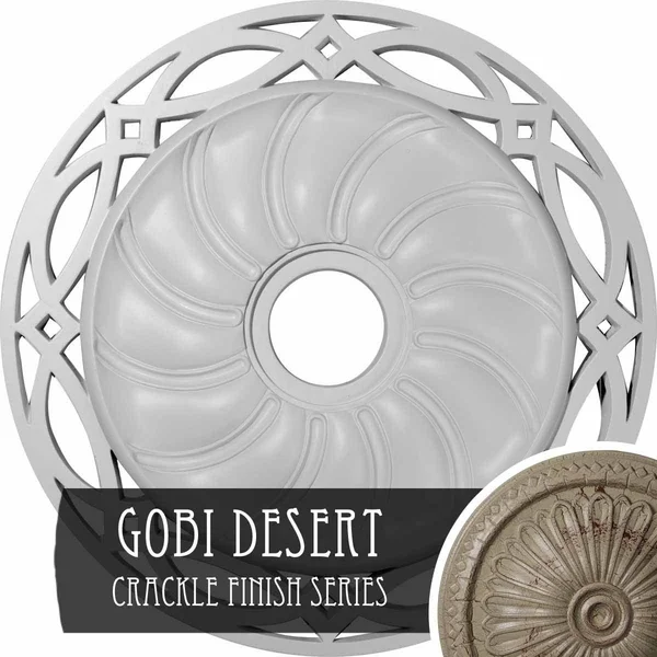 26 5/8x22OD x 4 1/2x22ID x 1 3/8x22P Loera Ceiling Medallion (Fits Canopies Up to 6 1/4x22) - Hand-Painted Gobi Desert Crackle