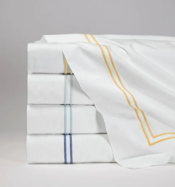 Sferra Grande Hotel Flat Sheet - Twin - White/Cornflower