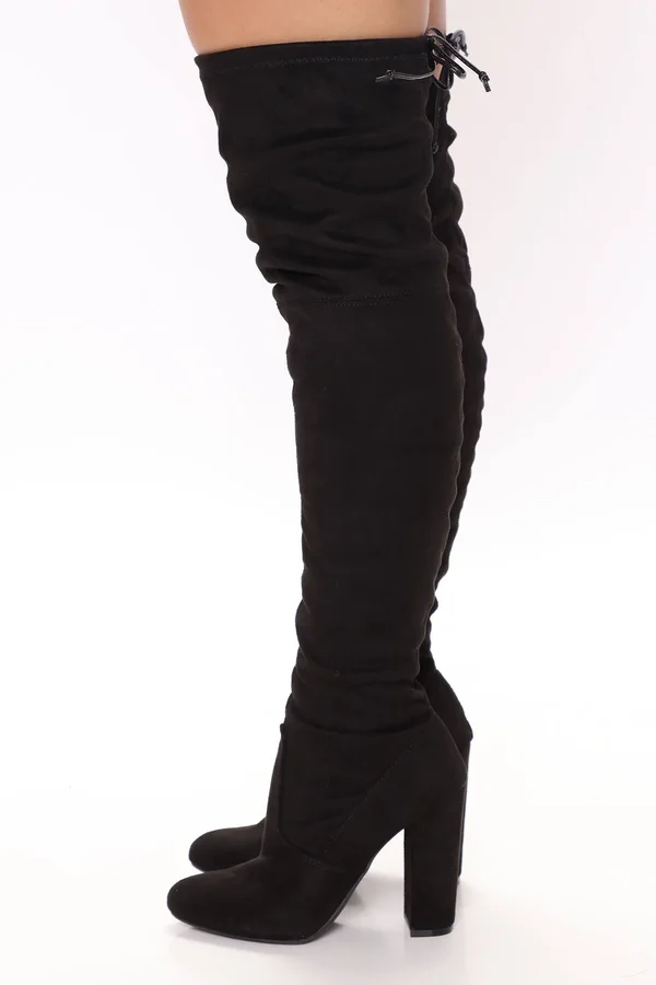 Womens It&s My Time Over The Knee Boots in Black Size 5.5 by Fashion Nova