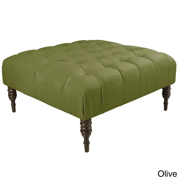 Skyline Furniture Lewis Tufted Cocktail Ottoman in Nectar