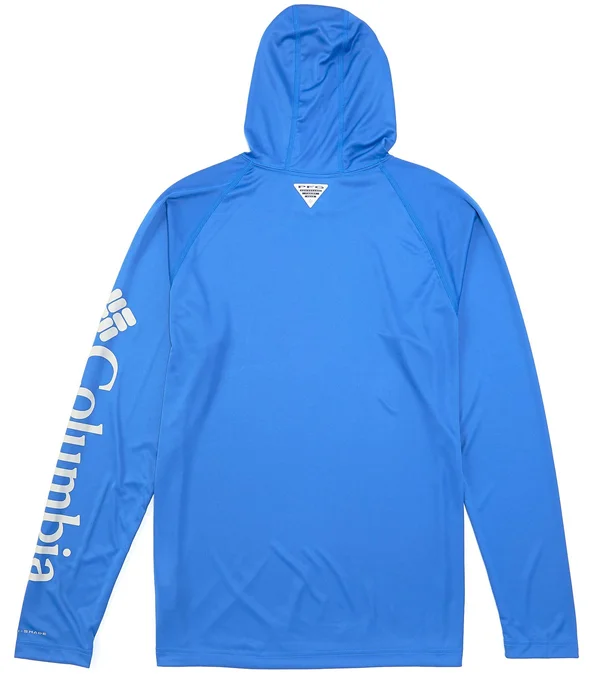 Columbia Men's PFG Terminal Tackle Hoodie - Cool Grey, Vivid Blue Logo