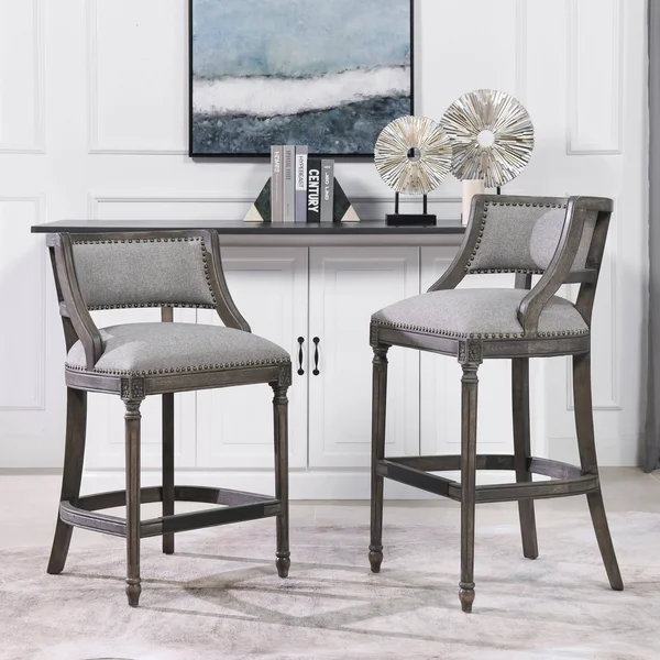 Jennifer Taylor Home Paris 26 inch Farmhouse Counter Height Bar Stool Vintage Black Brown Faux Leather