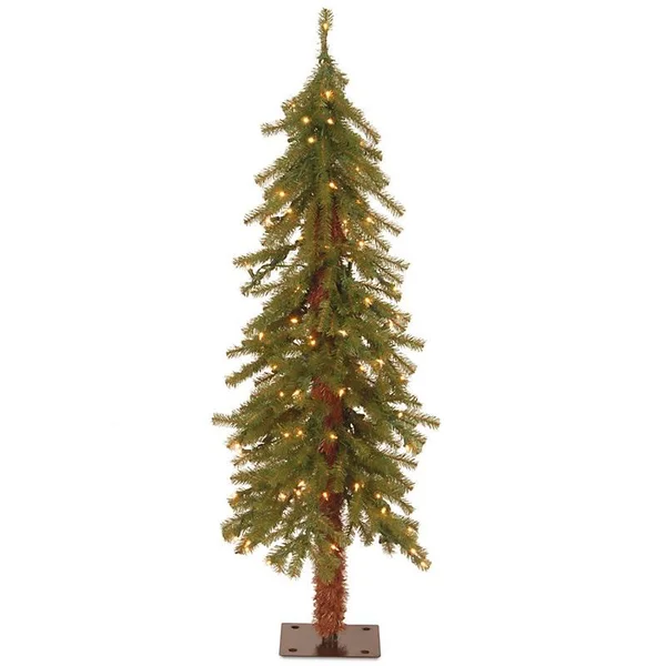 The Holiday Aisle Hickory Cedar 4' Green Artificial Christmas Tree with 100 Clear Lights