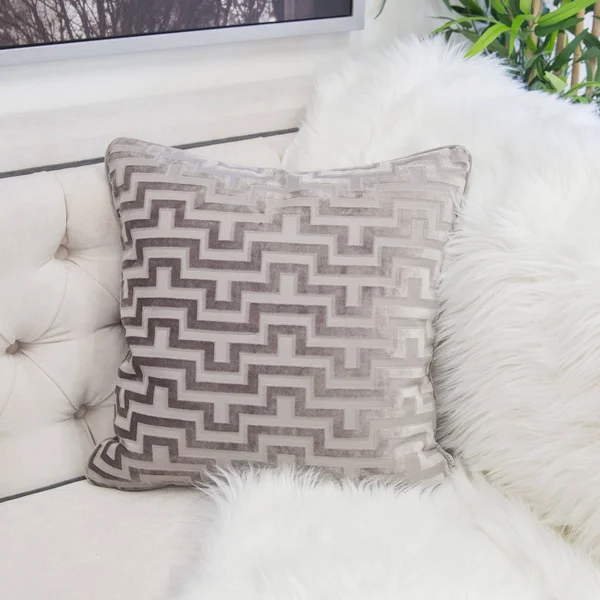 Homey Cozy Modern Maze Throw Pillow Cover - Indigo Blue Luxury Velvet Soft Fuzzy Cozy Warm Slik Large Sofa Couch Cushion Case 18x1