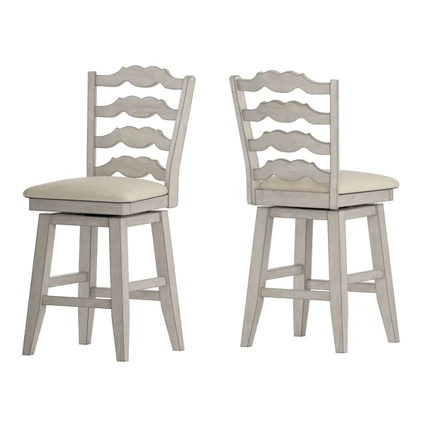 24x22 South Hill French Ladder Back Swivel Counter Height Barstool White - Inspire Q
